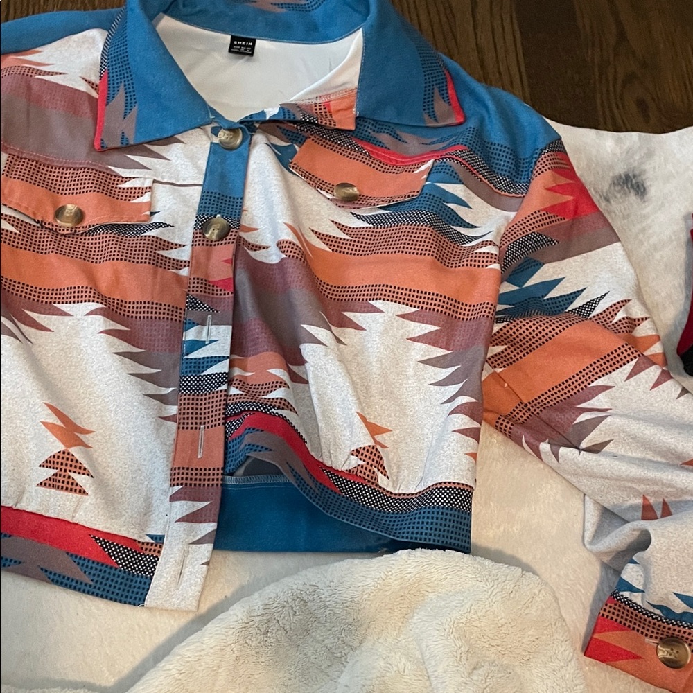 SHEIN Blue and White Jacket